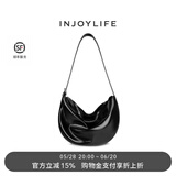 INJOYLIFE香蕉船包 长期主义 | 实用百搭大容量软皮单肩斜挎包女 黑色