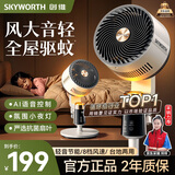 创维（Skyworth）【全屋驱蚊】空气循环扇2025新款大风力轻音台地两用电风扇家用智能语音遥控落地扇Q522 白灰色