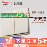 罗格朗（LEGRAND）开关插座面板画采粉铂金色5孔带USB墙壁暗装家用空调86型五孔电源 两开双控开关