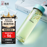 希诺（HEENOOR）玻璃杯女士单层加厚水杯创意花茶杯便携随手杯清新可爱学生杯子 蒂芙尼蓝 470ml