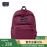 JANSPORT杰斯伯书包轻便双肩包男女旅行包简约背包电脑包学生校园 4QUE04S深紫酒红-侧袋+隔层