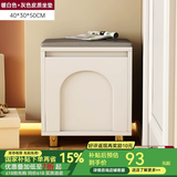 左印（zuoyin）鞋柜换鞋凳一体家用门厅玄关柜简约大容量长凳穿鞋凳翻斗鞋柜 【奶白色】40cm+灰色皮质坐垫