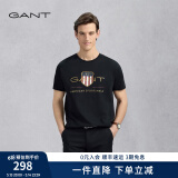 GANT/甘特【100%棉】男女情侣款学院风美式休闲圆领短袖重磅T恤 5黑色 2XL