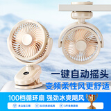 塔菲克【自动摇头】夹子风扇usb迷你便携式小型办公室学生宿舍床上户外婴儿车台式大风力充电夹式小电扇 白色【自动摇头】五档循环风丨可挂可立丨充插两用