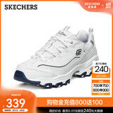 斯凯奇（Skechers）女鞋小白熊女士休闲鞋子厚底增高百搭运动软底老爹鞋女99999863 白色/海军蓝色/WNV 35
