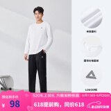 匹克运动套装男户外跑步服透气圆领长袖套装上衣长裤两件套 大白-男款 M-【男170/女165】
