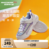 Skechers斯凯奇儿童运动鞋秋冬镭射熊猫鞋轻便防滑大童男女跑步鞋302576L 白色/薰衣草色/WLV/镭射 27.5