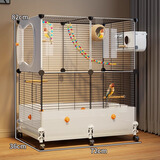 蔻丝鸟笼子鹦鹉大号防溅家用玄凤虎皮小太阳牡丹可洗澡生态别墅鸟笼 大号72*36*82-两层四室-2-4鹦鹉 草窝11件套：玩耍10件套+草窝