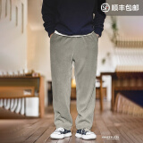 马登工装雪尼尔垂感聪明裤美式巴恩风直筒休闲裤仿灯芯绒束脚长裤子男 浅灰色 S