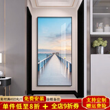 小泸林玄关装饰画现代简约走廊画玄关壁画入户正对门山水挂画高端风景画 家的港湾348 ps框布艺画50*100黑框(推71-80宽