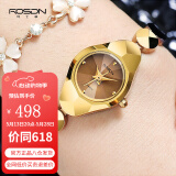 劳士顿（ROSDN） 手表女简约防水石英表女表双日历女士手表七夕新年礼物送女友 金黄色四刻 25mm