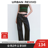 UR2025春季新款女装复古休闲撞色明线牛仔长裤UYY850075 靛蓝 27
