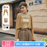 Olrain欧芮儿条纹背心针织衫+小外套女年春装新款女装抹胸开衫针织 卡其 L
