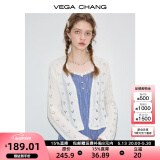 VEGA CHANG毛针织衫女2025年夏季新款小众设计蕾丝花边小衫缕空透气针织开衫 海盐白 M