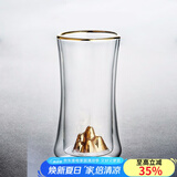 容山堂双层隔热水杯红茶泡茶玻璃绿茶杯山峦大号办公杯咖啡杯子功夫茶具 金山束腰双层玻璃杯