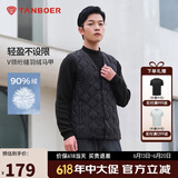 坦博尔羽绒马甲男短款内穿保暖百搭男士马夹背心TF236011 黑色 170 