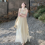 让雾新中式连衣裙裙子女夏季白色吊带长裙度假海边沙滩裙草原旅游穿搭 新中式两件套禅意连衣裙【米白】 均码 建议80-120斤