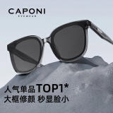 CAPONI墨镜GM男女偏光太阳镜防紫外线开车驾驶近视眼镜网红明星防晒眼镜 透明灰框-进口板材（偏光镜）