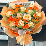 琐拉鲜花速递玫瑰花束求婚生日礼物送女友全国同城花店配送 11朵香槟玫瑰混搭花束