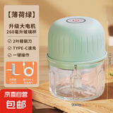 绞蒜器电动蒜泥捣碎器电动拉蒜器搅碎器葱姜蒜粉碎器打蒜末神器多功能小型家用料理绞肉机 三叶刀 升级玻璃杯 0.26L （蓝色）
