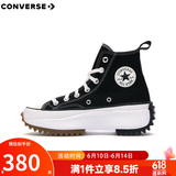 匡威（Converse）RunStarHike 黑白熊猫 高帮厚底增高帆布运动鞋情侣休闲鞋男女鞋 166800C 黑色 37 /4.5