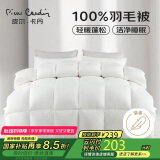 皮尔卡丹 暖绒抗菌 100%羽毛被加厚被子 双人冬被 6斤 200*230cm 白色