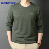 罗蒙长袖T恤男士上衣棉质圆领秋季体恤打底衫休闲中青年简约内搭男装