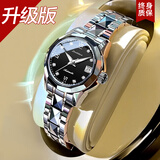 金仕盾（JIN SHI DUN）瑞士认证手表女机械表全自动女士手表夜光防水精致名表情人节礼物 98%选择升级版银黑钢带/性能升级