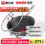 康巴赫炒锅不粘锅抗菌不锈钢炒菜锅红点六代双蜂窝锅电磁炉燃气灶通用