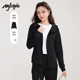 MJ STYLE收腰连帽卫衣外套女装2026年春秋新款小个子纯色修身拉链开衫上衣