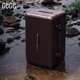 CECE行李箱女大容量加厚铝框旅行箱男学生拉杆密码皮箱 酒红色28英寸