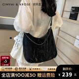 CinvaiKrose官网小c&k包包女包腋下包2025新款轻奢单肩斜挎包生日礼物送女友 黑色