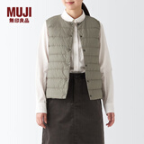 无印良品 MUJI 女式 便携式 无领 羽绒背心BDC30C2A舒适轻薄保暖蓬松马甲 浅棕色 M