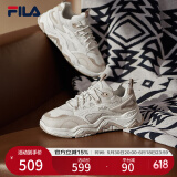 FILA 斐乐山丘鞋厚底鞋女鞋复古运动鞋秋户外休闲老爹鞋 棉花糖/朴色-MA 40