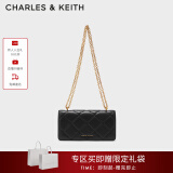 CHARLES&KEITH质感菱格链条小方钱包女包包女包生日礼物520礼物CK6-10680924 Black黑色 XS