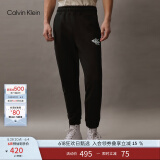 Calvin Klein Jeans秋季男休闲ck字母叠印松紧束脚纯棉针织运动卫裤J324249 BEH-太空黑 M