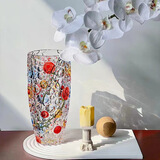 木丁丁手绘彩色水晶玻璃艺术花瓶家居客厅装饰高级感生日礼物