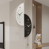 普赛克2025新款现代简约客厅拐角双面挂钟家用静音转角时钟餐厅钟表挂墙 小号+无灯款+摇摆【千城墨白】