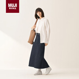 MUJI女式 棉水洗牛津纽扣领长袖衬衫  白色 XL