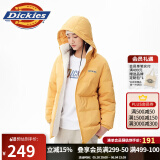 dickies羽绒服 女式双面两穿放羊羔绒羽绒服连帽外套10808 蜂蜜黄 L 充绒量:84.5g