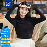 唐狮（TonLion）2023长袖正肩打底衫女半高领内搭针织衫 黑色 M 