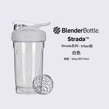 Blender Bottle蛋白粉摇摇杯运动水杯 大容量塑料杯带刻度健身便携搅拌男士女生 Tritan材质白色710ml