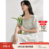 茵曼（INMAN）法式碎花高级感2025夏女新款休闲中长吊带连衣裙子 月蓝连衣裙-18424791 M