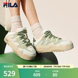 斐乐（FILA）斑斓鞋ROSETTA女鞋板鞋新款面包厚底鞋复古休闲鞋 灰白/奶油黄绿-ML 36