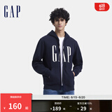 Gap男女装印花字母logo抓绒连帽卫衣休闲660128外套 海军蓝 185/108A(XXXL) 亚洲尺码