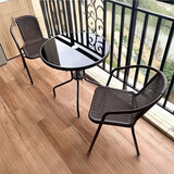 紫叶（ziye）阳台桌椅三件套户外桌椅仿藤椅小茶几组合铁艺休闲简约阳台小桌椅