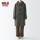 无印良品 MUJI 男女通用 羊毛混 牛角扣大衣 无性别 男款女款 毛呢大衣 BDA06C1A 浅灰棕色 S-M