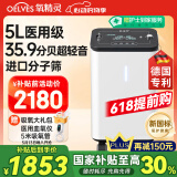 氧精灵5L升医用制氧机35.9分贝十大排名家用氧气机便携吸氧机老人带雾化