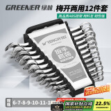 绿林（GREENER）扳手家用套装工具开口梅花两用12件套6mm-22mm固定呆扳手汽车修理