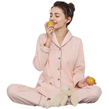 诺宜（NuoYI）月子装月子服哺乳衣纯棉孕产妇家居服睡衣J382301粉色XL